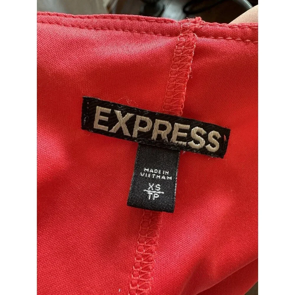 Express Coral Pink Mini Flutter Semi Sheer Sleeve‎ Dress Sz XS Fit & Flare Mini - Picture 6 of 9